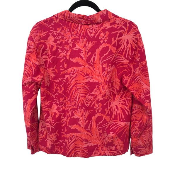 Coldwater Creek Womens Cotton Linen Pink Orange Tropical Floral Jacket Size S - Picture 3 of 6